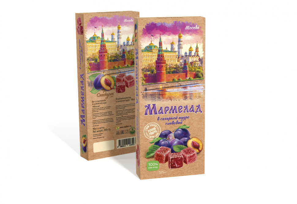  Сладарт Мармелад Сливовый МОСКВА в сахарной пудре (642), 200г   в Калуге