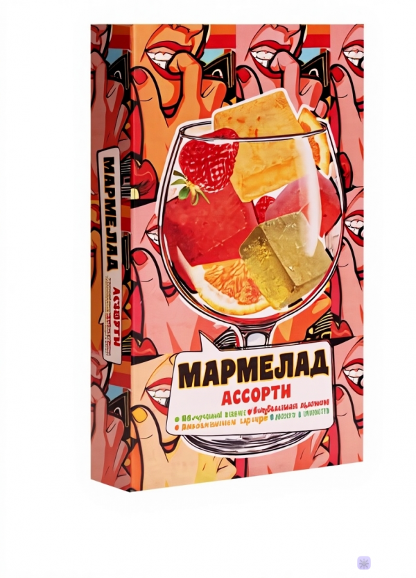 №2 Мармелад АлкоАссорти(яблочный виски, клубничный просекко, апельсиновый вермут, лайм текила) 110г в Калуге