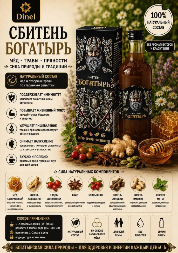  Сбитень Богатырь, 250мл  в Калуге